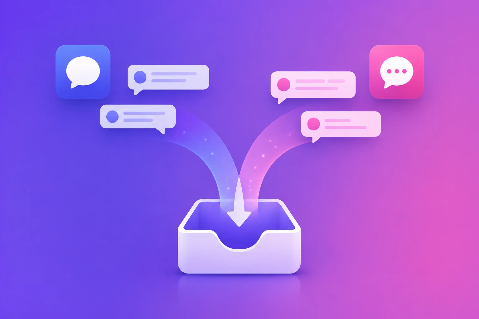 Illustration representing a unified inbox for social messages