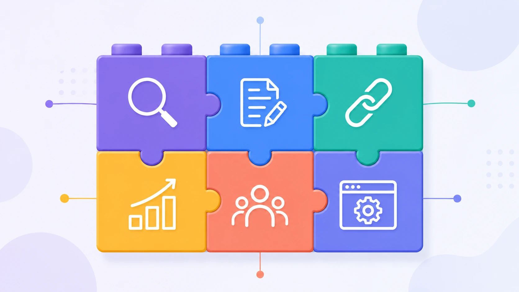 seo-digital-marketing-core-pillars.webp Core pillars of SEO digital marketing illustrated as connected blocks